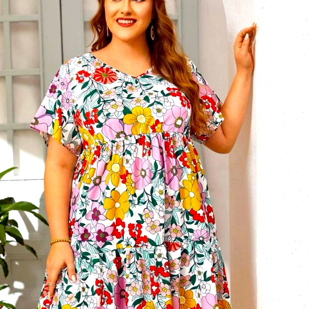 Colorful Empire Waist Dress 👗
